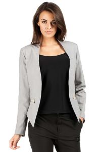 Gray Unique Collar Women Blazer Jacket