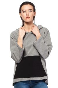 Grey Oversized Hooded Sweatshirt with Contrast Kangaroo Pocket