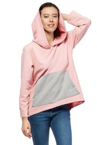 Pinky Oversized Hooded Sweatshirt with Contrast Kangaroo Pocket