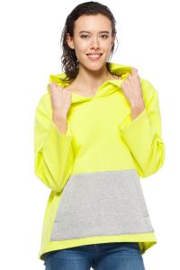 Yellow Oversized Hooded Sweatshirt with Contrast Kangaroo Pocket