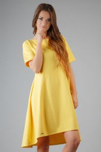 Yellow High Fad Dress with Dipped Hem