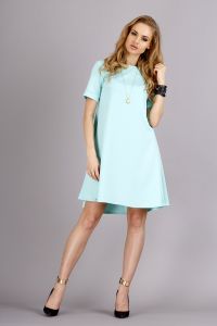 Mint Shirt Dress with Bateau Neckline and Short Sleeves