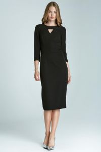 Elegant Black Midi Dress with 3 Sleeves