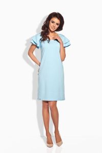 Blue Dress With Layered Fan Sleeves