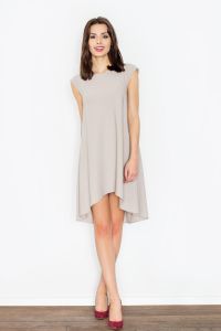 Beige asymmetrical dress with back seam zipper