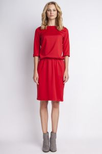 Red casual dress with elasticized waist