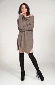 Cappuccino long sweater with slits