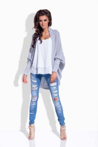 Light grey cape sweater with fitted sleeves