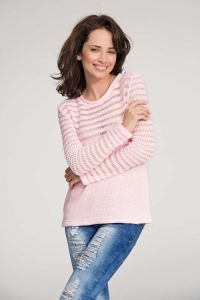 Pink pull over sweater with lace knit