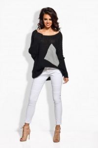 LS166 czarny-jasnoszary sweter