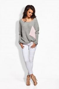 LS166 jasnoszary-pudrowy róż sweter
