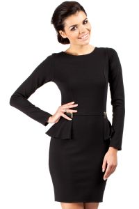 Black Seam Shift Dress with Decorative Zipper Pockets