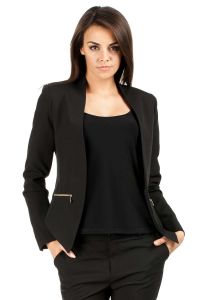 Black Unique Collar Women Blazer Jacket