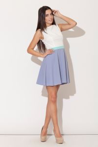 Blue Seam Bodice Flippy Dress with Contrast Belt