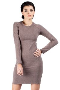 Brown Seam Shift Dress with Raglan Sleeves