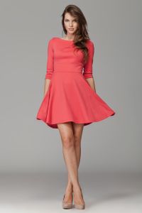 Coral Giggly Fashion Flared Skirt Dress