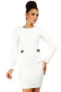 Ecru Seam Shift Dress with Decorative Zipper Pockets