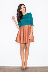 Green/Brown Miss Delighted Kelly Skater Dress