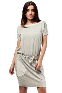 Grey Flecked Shirt Dress with Braided Waist Belt