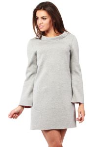 Grey Modern Mini Monk Shirt Dress