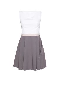 Grey Seam Bodice Flippy Dress with Contrast Belt