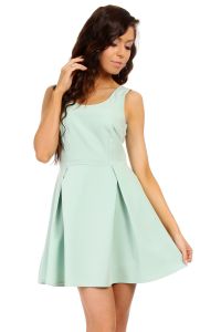 Mint Sleeveless Pleated Korean Flippy Dress