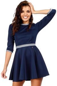 Navy Blue Retro Style A-line Mini Dress