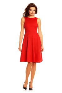 Red Cut Out Back Dress with Button Stud