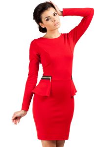 Red Seam Shift Dress with Decorative Zipper Pockets