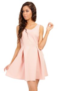 Soft Pink Sleeveless Pleated Korean Flippy Dress