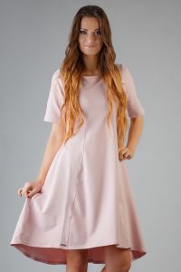 Dirty Pink High Fad Dress with Dipped Hem