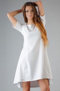 White High Fad Dress with Dipped Hem