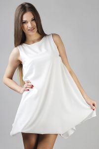 White Balloon Dress with Waterfall Side Panels