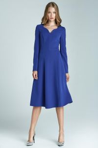Blue Dovey Neckline A-line Chic Dress