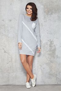 Grey Pocketed Front Sporty Fab Dress