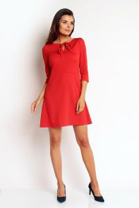 Red Floaty Skater Dress with Keyhole Detail