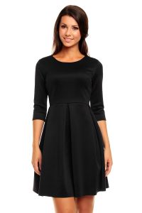 Black Modern Cut Skater Knee Length Dress