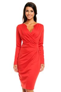 Red Scaloop Neckline Wrap Style Evita Dress