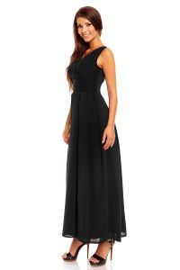 Black Sleeveless Maxi Dress with Crossover Bodice