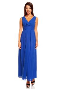 Blue Sleeveless Maxi Dress with Crossover Bodice