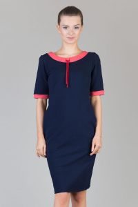 Blue Tunic with Side Pockets and Pink Trim