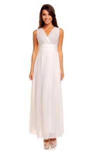 Creamy Sleeveless Maxi Dress with Crossover Bodice