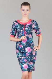 Floral Printed Tunic with Side Pockets and Pink Trim