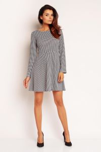 Grey Short Dress with Pleated Skirt