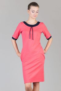 Pink Tunic with Side Pockets and Blue Trim