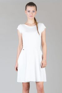 White Pleated Short Dress with Cap Sleeves