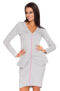Grey-Pink Elastic Seam Dress
