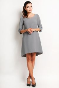Grey Asymmetrical Flippy Dress with 3 Sleeves