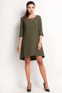 Olive Asymmetrical Flippy Dress with 3 Sleeves