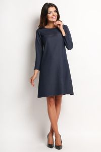 Blue A-Line Shift Dress with Long Sleeves
